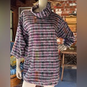 Hand woven Guatemala Boho cotton tunic top sz LARGE medium